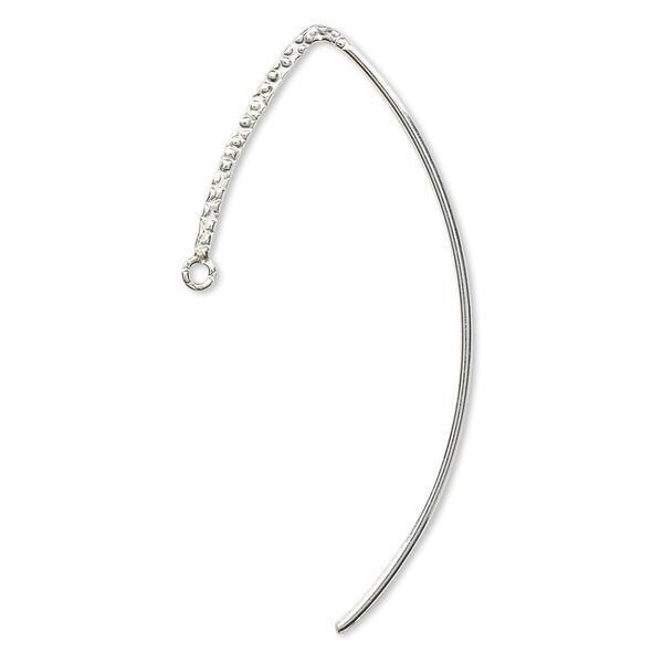 Ear wire 1pkg2 sterling silver, 25mm textured flat marquise / closed loop, 20 gauge 1 pair image number 0