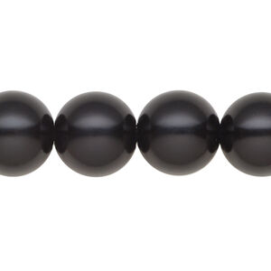 Pearl 1pk black, Celestial Crystal&reg; 14mm round 15.5-16 inch