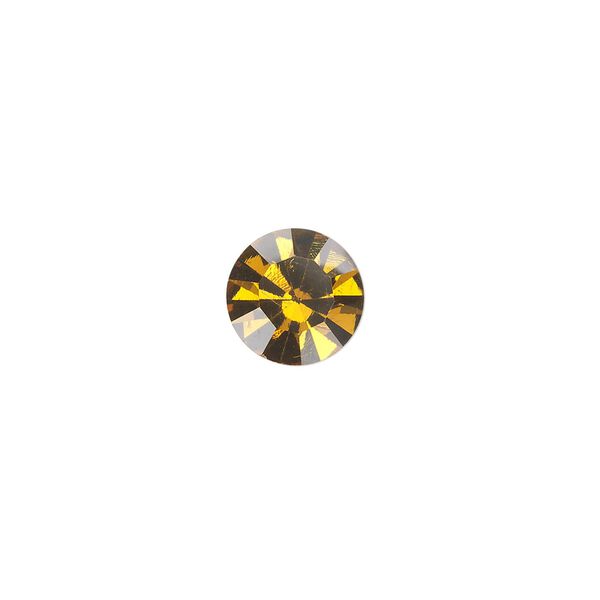 Chaton, glass rhinestone, amber yellow, foil back, 9.9-10.2mm faceted round, SS45. Sold per pkg of 4. image number 0