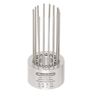 Ring weaver, Beadalon®, foam / aluminum / steel, white, 1-1/4 x 3/4 inch base / 2-3/4 inch pegs / 1 x 1/4 inch disc. Sold per 20-piece set.