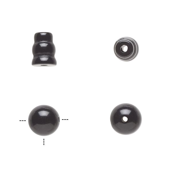Black onyx 2pkg2, T-drilled round / cone bead 8mm / 8x5mm-9x6mm image number 0