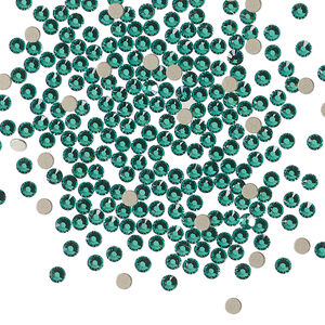 Flat back 1pkg144 Caribbean green foil back, Crystal Passions&reg; Regenerated 2.1-2.3mm rose round SS7 2058