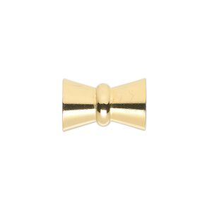 Clasp magnetic 1pkg1 gold-plated, 17x11mm bow tie, brass 4-strand