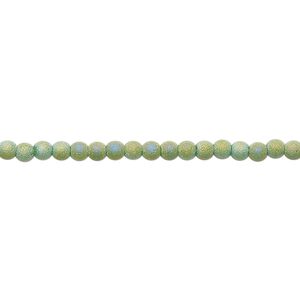 Bead, glass, translucent matte green AB, 2.5mm round. Sold per 15-1/2 to 16-inch strand.