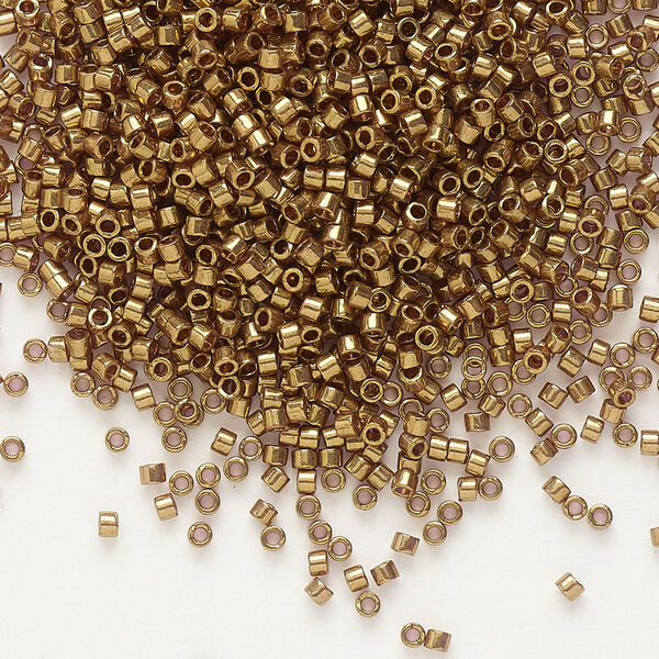 Seed bead, Delica®, glass, pkg/250g, #11 round, translucent gold luster light topaz (DB-0115). image number 0