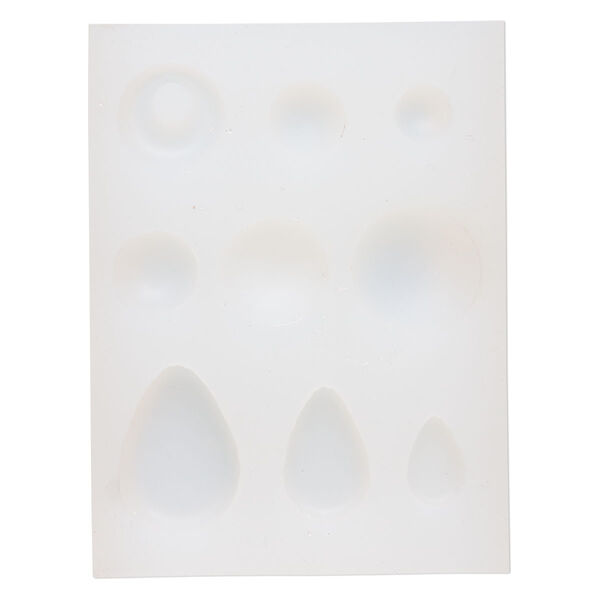 Mold, silicone, white, 4-13/16 x 3-5/8 x 1/2 inches with round / teardrop / go-go. Sold individually. image number 0