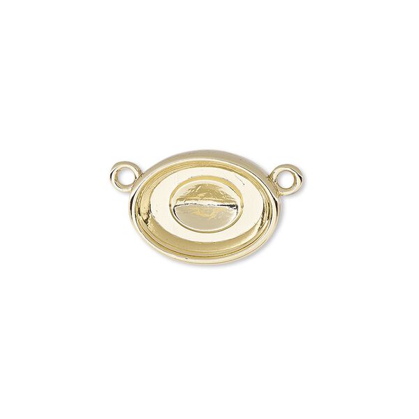 Link, Almost Instant Jewelry®, gold-plated "pewter" (zinc-based alloy), 16x12mm oval with 14x10mm oval setting. Sold per pkg of 2. image number 0