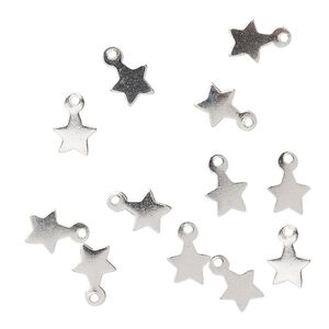 Charm, sterling silver, 6x6mm star. Sold per pkg of 12.