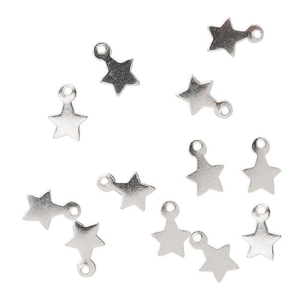 Charm, sterling silver, 6x6mm star. Sold per pkg of 12. image number 0