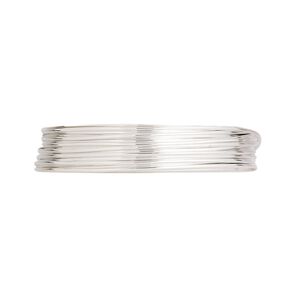 Wire, Argentium® silver, half-hard, round, 22 gauge. Sold per pkg of 5 feet.