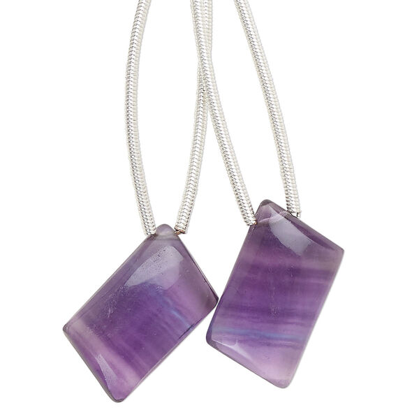 Rainbow fluorite 1pkg2, hand-cut top-drilled puffed trapezoid bead natural 20x14mm image number 0