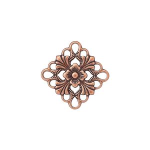 Link, antique copper-plated brass, 20mm single-sided diamond. Sold per pkg of 48.
