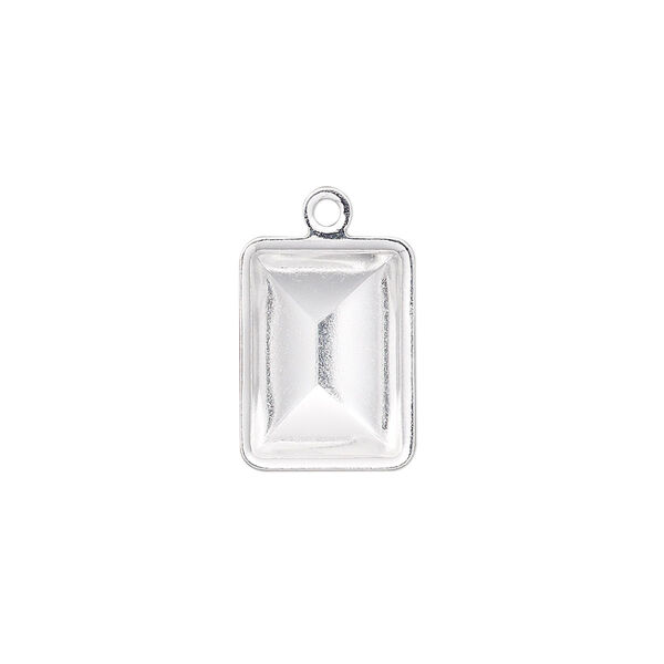 Drop, Almost Instant Jewelry®, silver-plated brass, 16.5x12.5mm rectangle with 14x10mm rectangle setting. Sold per pkg of 4. image number 0