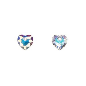 Drop 72pk crystal AB, Swarovski® 8mm pendant heart cut 6432