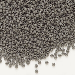 Seed bead, Preciosa Ornela Czech glass, 1pkg500g, 2.0-2.2mm rocaille, opaque matte terra dyed stone grey chalkwhite (06443)
