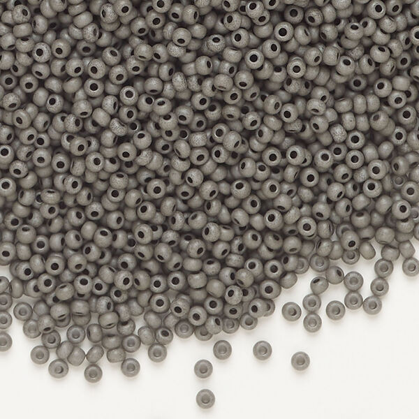 Seed bead, Preciosa Ornela Czech glass, 1pkg500g, 2.0-2.2mm rocaille, opaque matte terra dyed stone grey chalkwhite (06443) image number 0