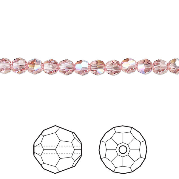 Bead 720pk light rose shimmer, Swarovski® 4mm round 5000 image number 0