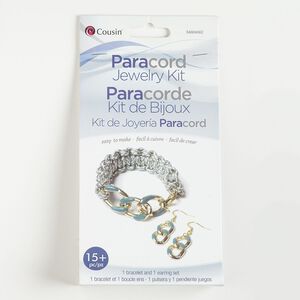 Paracord bracelet and earring kit, nylon / gold-finished steel / brass. Sold per set.