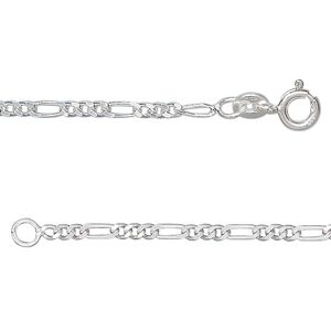 Chain 1pkg1 sterling silver figaro, 2.1mm / mixed clasp, 20 inch
