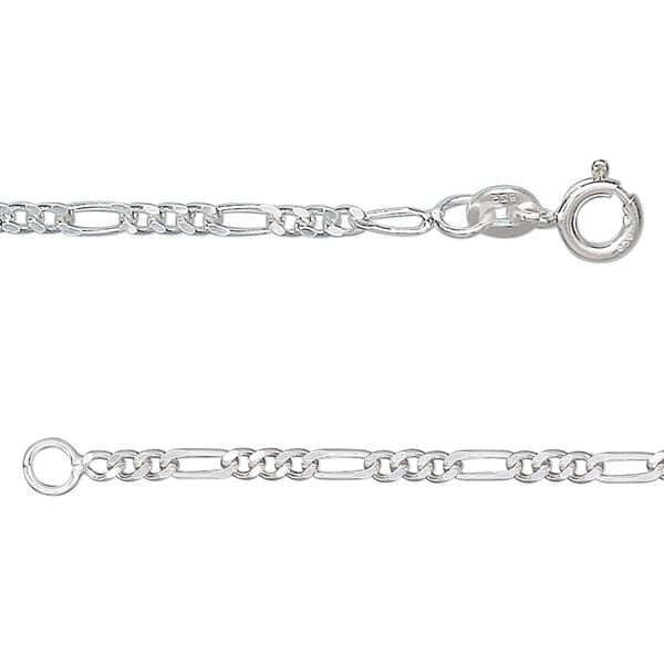 Chain, sterling silver, 2.1mm figaro, 20 inches. Sold individually. image number 0