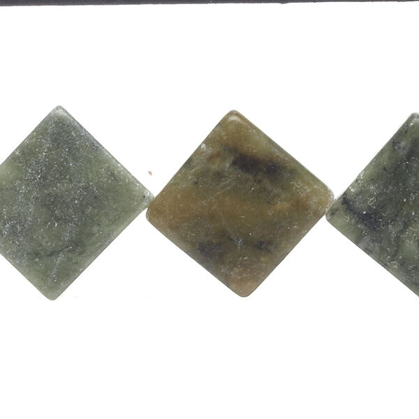 Bead, antique new "jade" (serpentine) (dyed), 18x18mm-22x22mm flat diamond, C- grade, Mohs hardness 2-1/2 to 6. Sold per 15-inch strand. image number 0