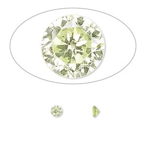 Gem, cubic zirconia, peridot green, 3.5mm faceted round, Mohs hardness 8-1/2. Sold per pkg of 5.