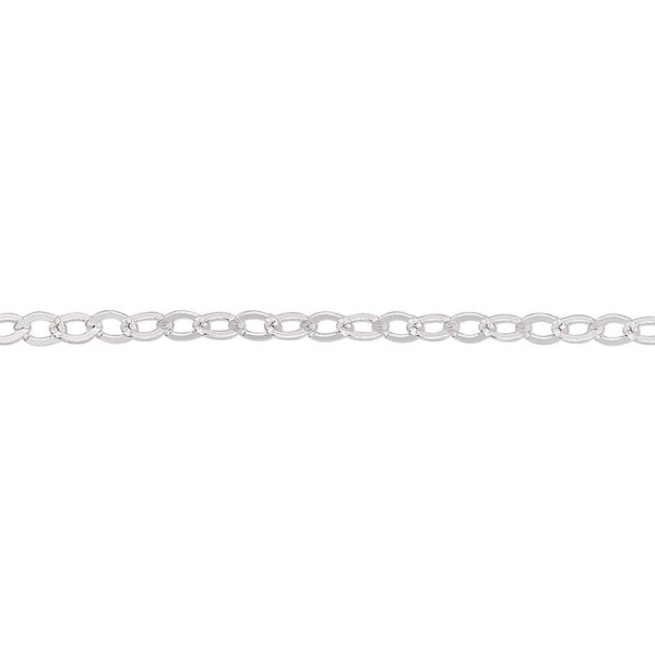 Chain, sterling silver, 2.5mm flat oval cable. Sold per 5-foot spool. image number 0