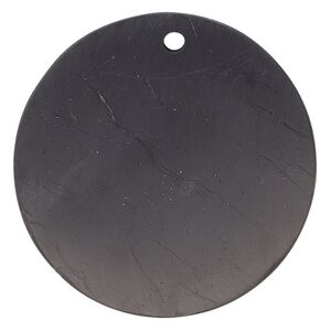 Shungite 1pkg1, flat round focal natural 50mm