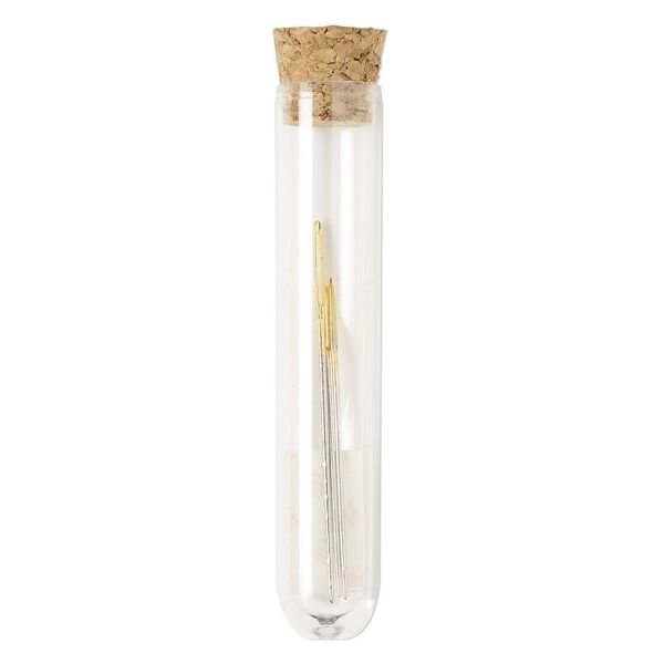 Needle mix, tapestry, Tulip, nickel- and gold-plated steel, 0.64mm / 0.76mm / 0.89mm with 0.84mm / 1.1mm / 1.3mm needle eye width, 1-3/8 / 1-3/8 / 1-5/8 inches. Sold per 3-piece set. image number 0