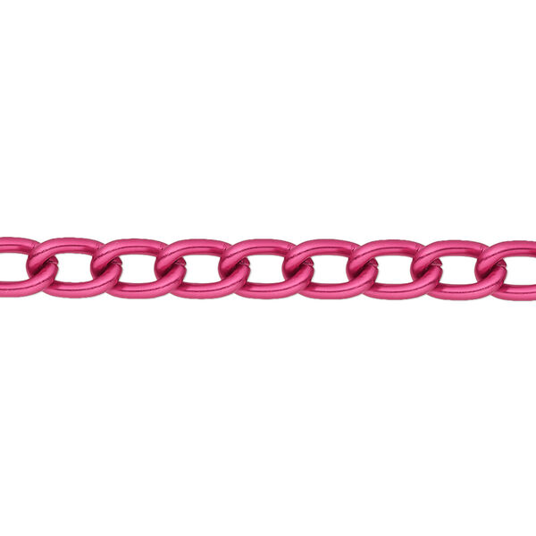 Chain, anodized aluminum, fuchsia, 5mm curb. Sold per pkg of 5 feet. image number 0