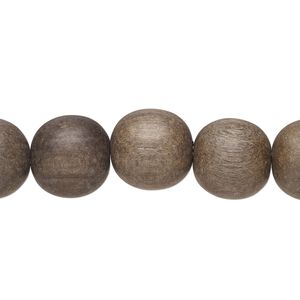Bead, greywood (natural), pkg/15-1/2 to 16 inches, grey brown, 12mm round.