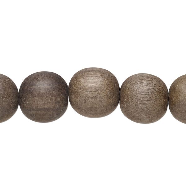 Bead, greywood (natural), pkg/15-1/2 to 16 inches, grey brown, 12mm round. image number 0