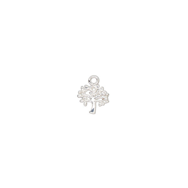 Charm, sterling silver, 7.5 x 7mm single-sided tree. Sold per pkg of 2. image number 0