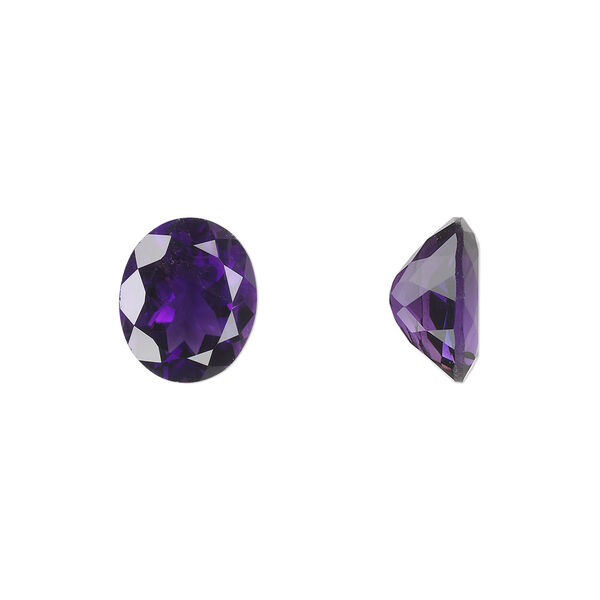 Gem, amethyst (natural), light to medium, 12x10mm faceted oval, A grade, Mohs hardness 7. Sold individually. image number 0