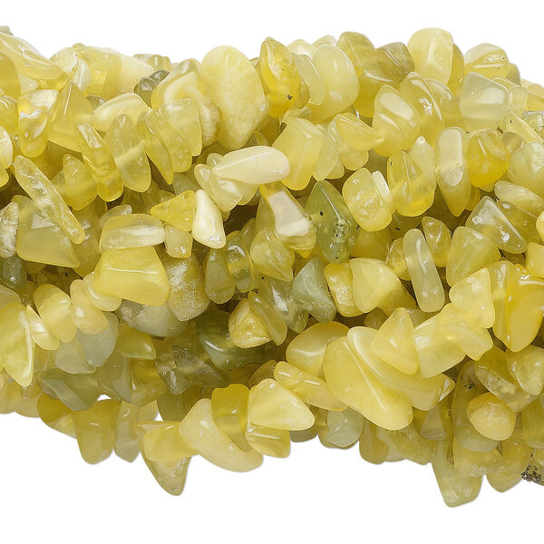 Bead, olive new "jade" (serpentine) (natural), medium chip, Mohs hardness 2-1/2 to 6. Sold per pkg of (10) 34-inch strands. image number 0