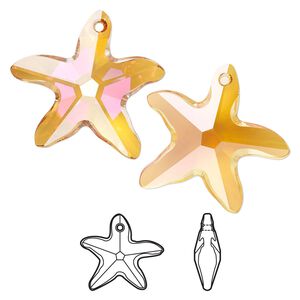 Focal 1pk crystal summer blush, Crystal Passions® 30x28mm pendant starfish 6721