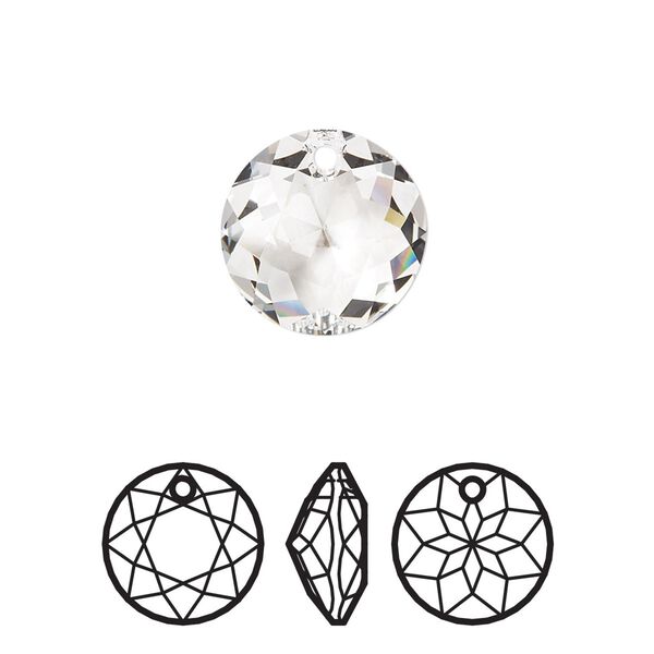 Drop 24pk crystal, Swarovski® 14mm pendant classic cut 6430 image number 0