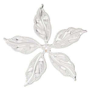 Component, silver-finished steel, 49.5x47mm single-sided leaves. Sold per pkg of 10.