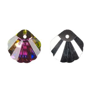 Drop, glass, opaque clear vitrail medium, 16mm shell. Sold per pkg of 6.