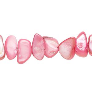 Bead, mother-of-pearl shell (dyed), blush, small to extra-large chip, Mohs hardness 3-1/2. Sold per 30-inch strand.