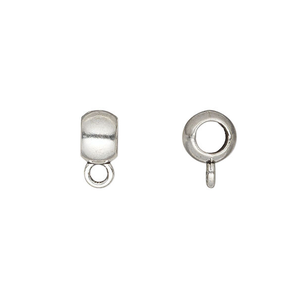 Bead, antique silver-finished "pewter" (zinc-based alloy), 8x5mm rondelle with loop. Sold per pkg 10. image number 0