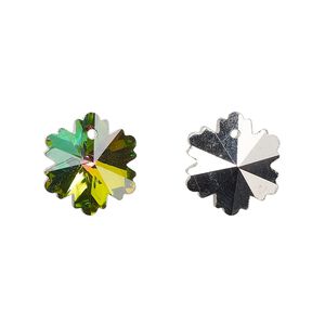 Drop, glass, opaque clear vitrail medium, 14mm snowflake. Sold per pkg of 10.