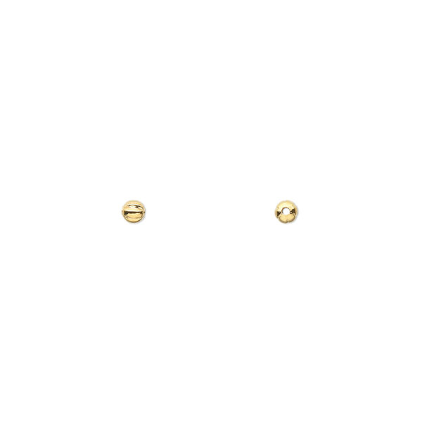 Bead, gold-plated brass, 2.5mm corrugated round. Sold per pkg of 100. image number 0