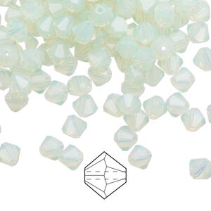 Bead 576pk chrysolite opal, Preciosa Czech crystal 5mm bicone