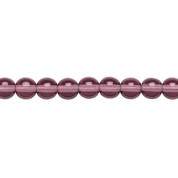 Bead, Czech glass druk, transparent amethyst purple, 6mm round. Sold per 15-1/2" to 16" strand. image number 0