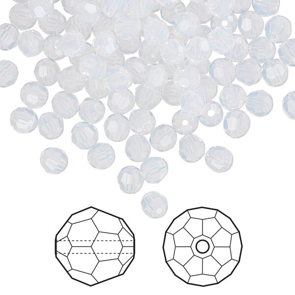 Bead 720pk white opal, Swarovski® 4mm round 5000 image number 0