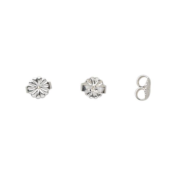 Earnut 1pkg10 sterling silver, 6mm daisy round, 5 pair image number 0