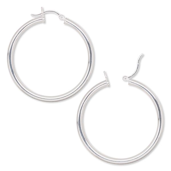 Earring, sterling silver-filled, 40mm round hoop with latch-back closure. Sold per pair. image number 0