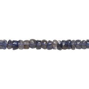 Iolite 1pkg1, hand-cut faceted rondelle bead 15.5-16 inch 5x2mm-7x4mm