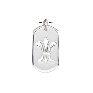 Charm, sterling silver, 22x12mm double-sided fleur-de-lis. Sold individually.